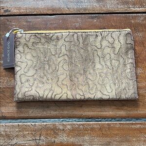 Aura Science Gold Textured Cosmetic Zipper Pouch - 9” x 5.25”